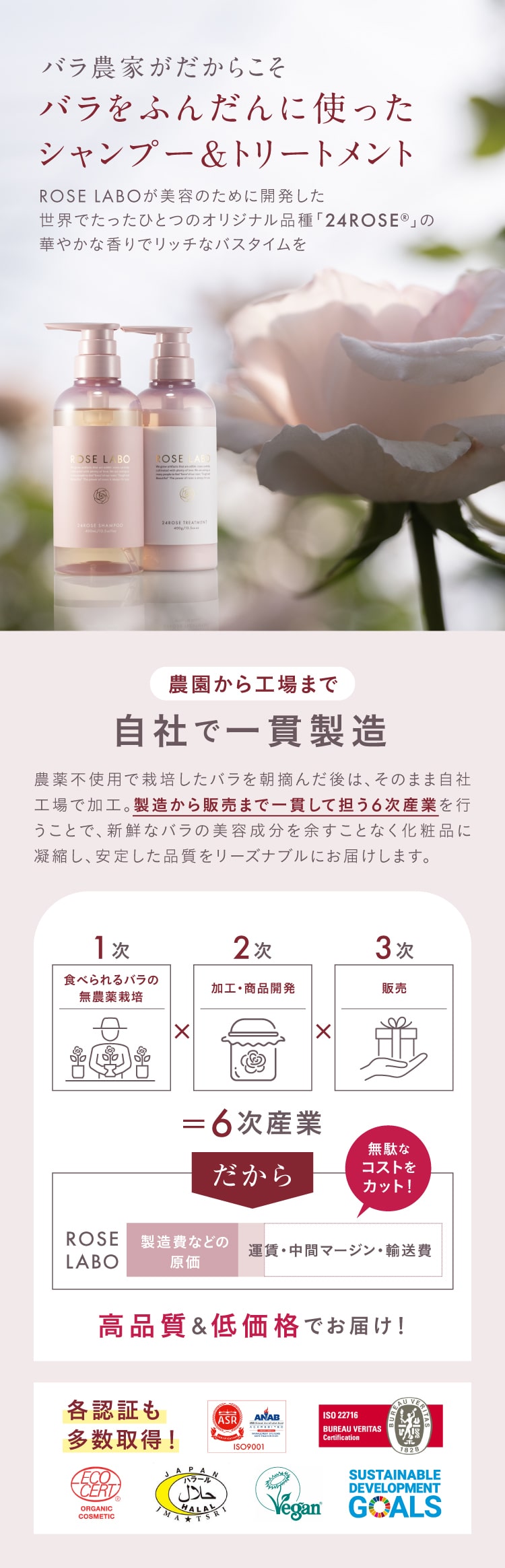 24ROSE®ローズシャンプー&トリートメント | ノンシリコン&アミノ酸で